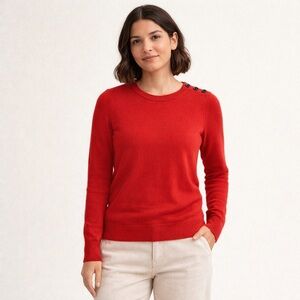 GAP Coral Crewneck Sweater XS | Button Shoulder Detail